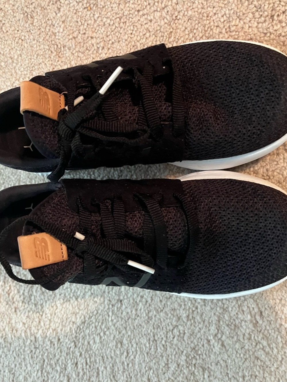 New Balance Black Athletic Knit Sneakers with Tan Tab